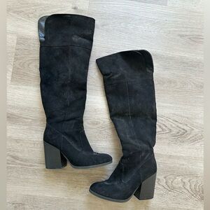 Black Suede Over The Knee Boots! Great condition